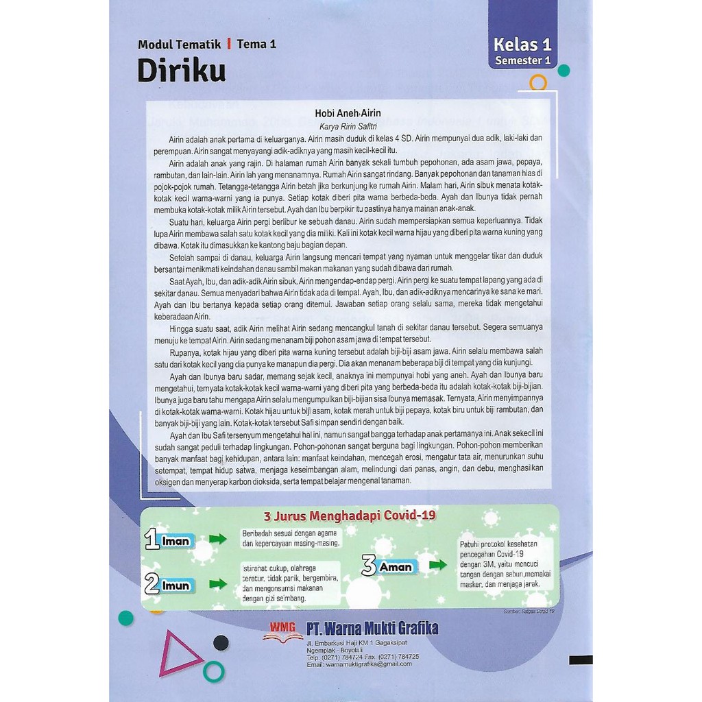 Inspirasi Tematik Tema 1 kelas 1 SD/MI Semester 1 kurikulum 2013 EdisI Revisi 2017-1