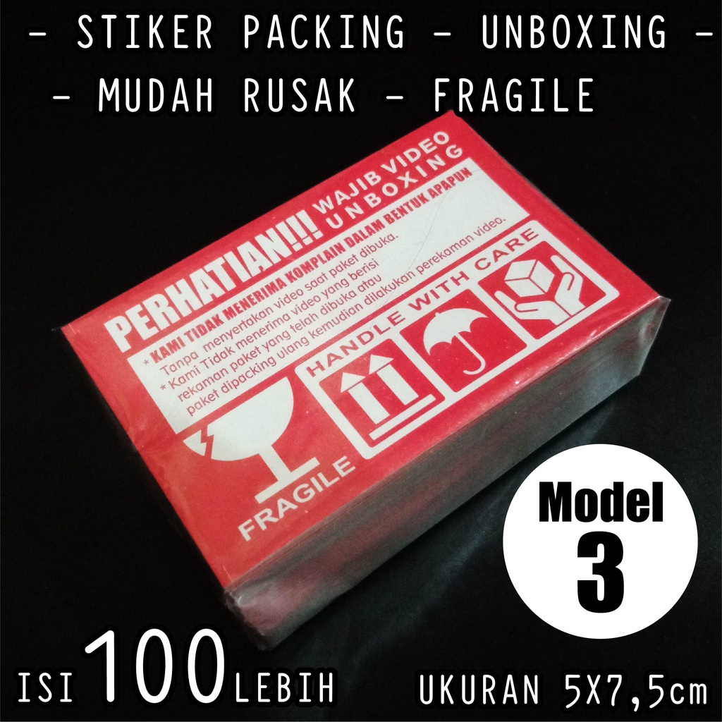 ISI 100PCS LEBIH STIKER FRAGILE STIKER PACKING LABEL PENGIRIMAN STIKER PECAH BELA ANTI AIR