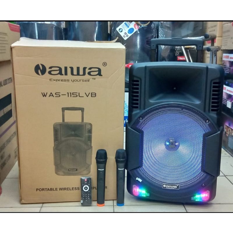Speaker Aktif Portable Meeting Wireless Aiwa 15 inch Usb Bluetooth Original sound system