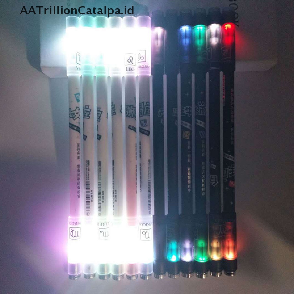 (AATrillionCatalpa) Pulpen Gel 0.5mm Dengan Lampu LED Untuk Pelajar