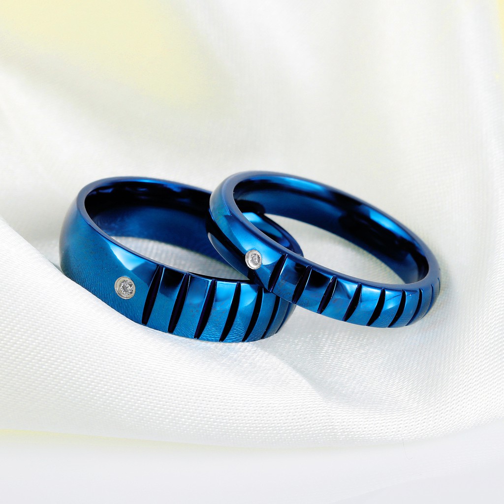 [ BARU ] Cincin Couple Emas / Biru Titanium Couple Ring Tunangan / Nikah / Pasangan / Kawin C074