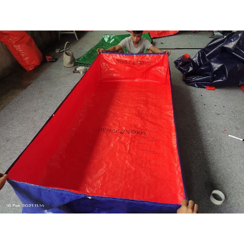 terpal kolam kotak ukuran 3x2x75 cm dan pembuangan