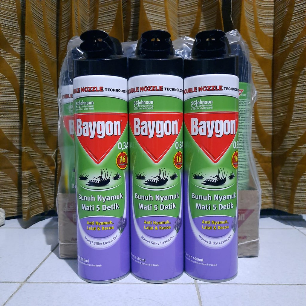 Baygon Aerosol 600 ml Obat Nyamuk Spray Semprot y Lavender
