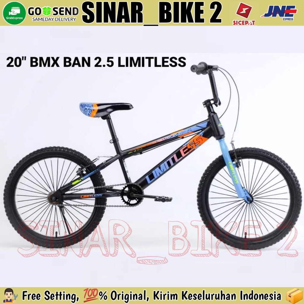 Sepeda Anak Laki 20 Inch BMX LIMITLESS 8820 Ban 2.5 Bonus Jalu