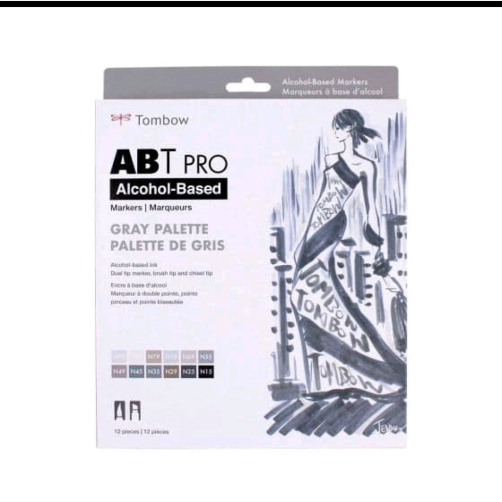 

tombow abt pro 12 warna gray palette bonus pouch tombow