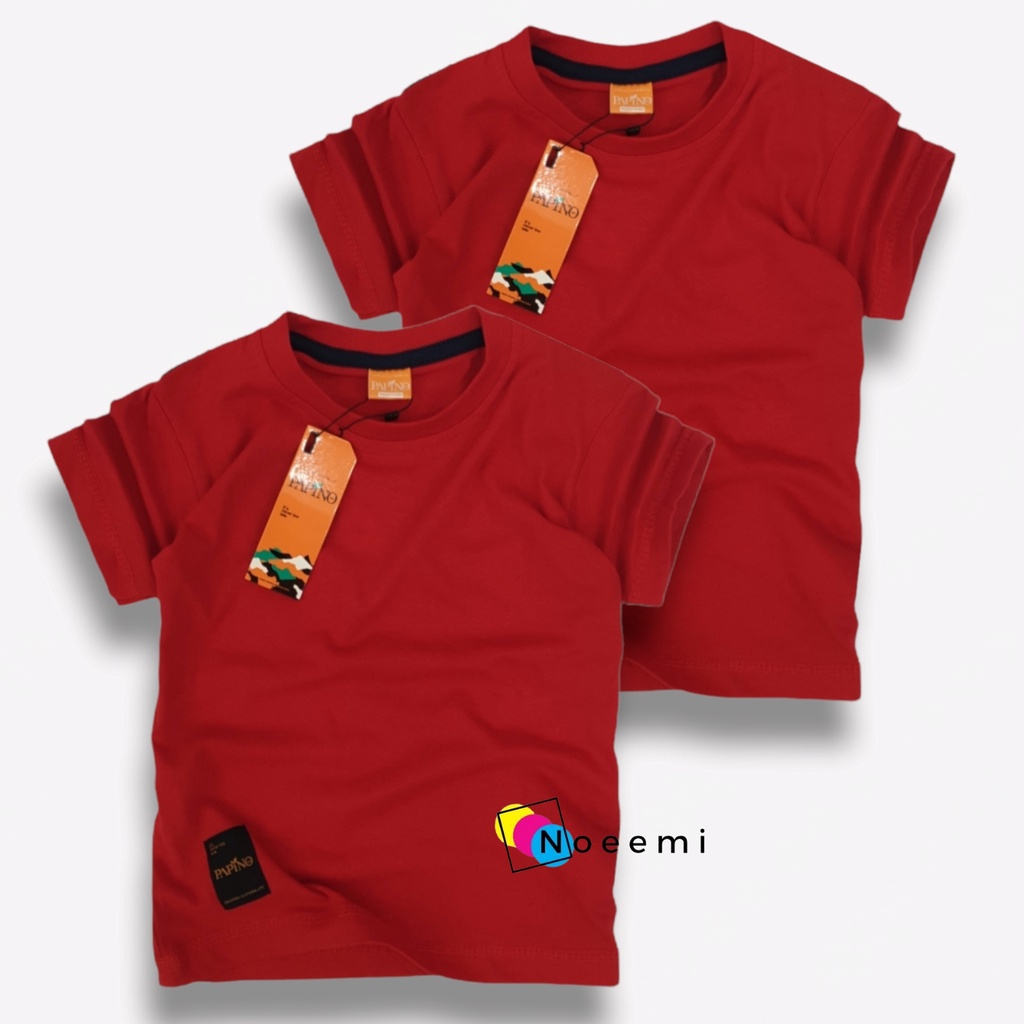 Papino Baju Kaos Anak Laki Laki 1-12 Tahun Pakaian Distro Oblong Polos Merah