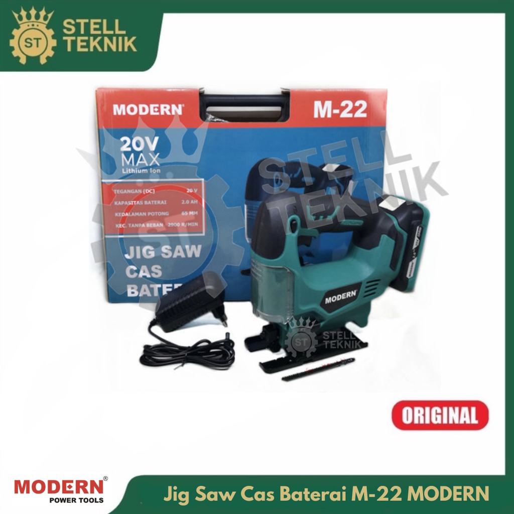 Mesin Jig Saw Cas Baterai Cordless / Gergaji Jigsaw M-22 20V MODERN