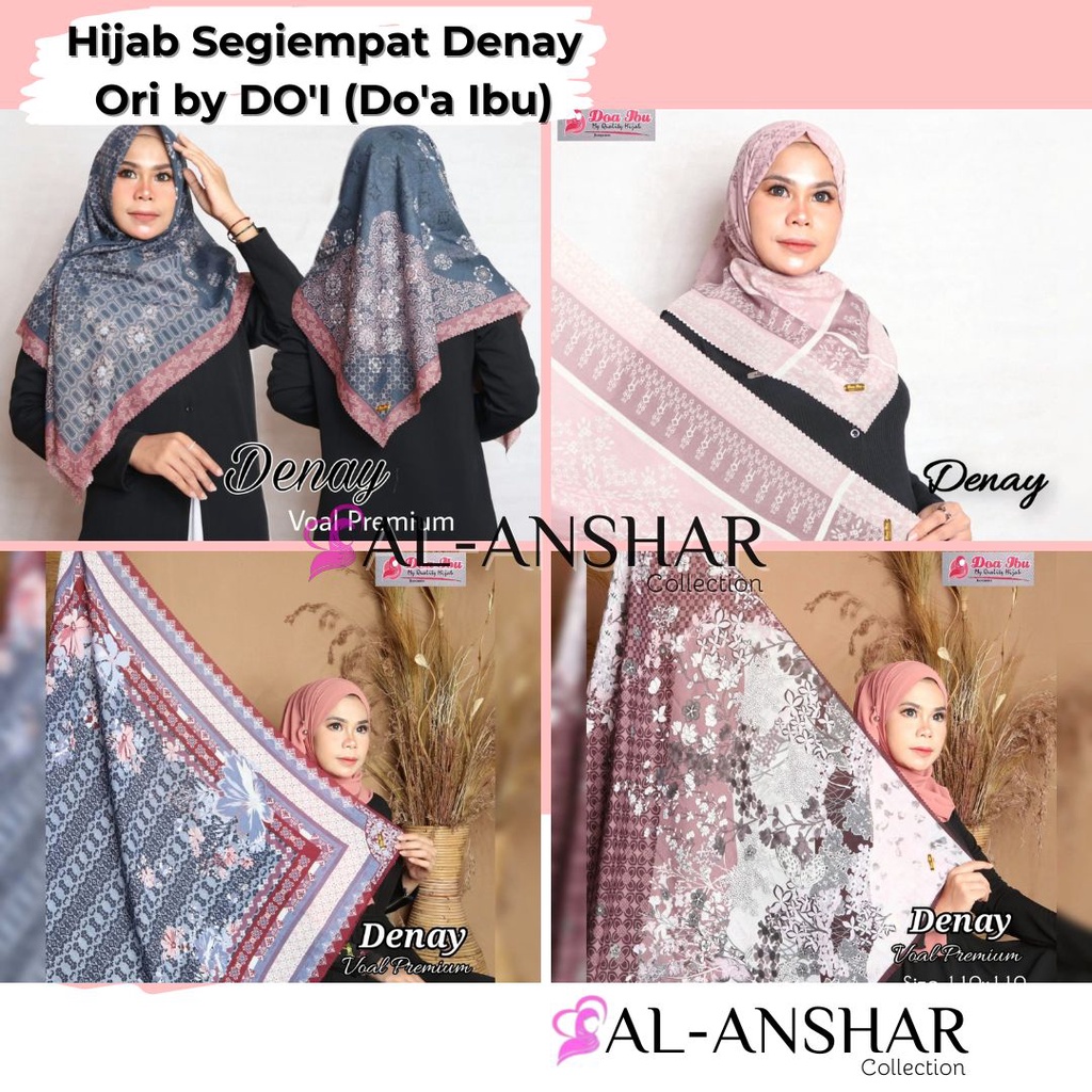 HIJAB SEGIEMPAT LC DENAY ORI DOA IBU (DO'I) VOAL PREMIUM