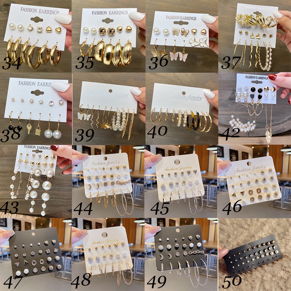 Pearl Butterfly Earring Set Crystal Tassel Resin Stud Earrings Oversize Gold Earrings Women Fashion Jewelry Accessories