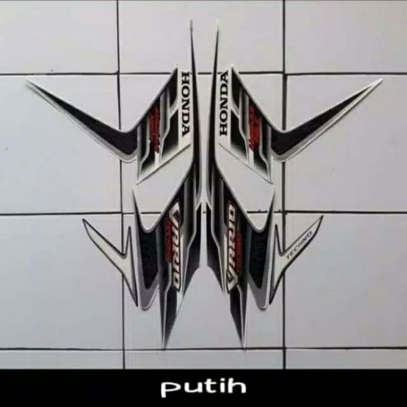 Sticker / Striping / Emblem / Decal / motor honda vario 110 techno karbu warna putih Termurah
