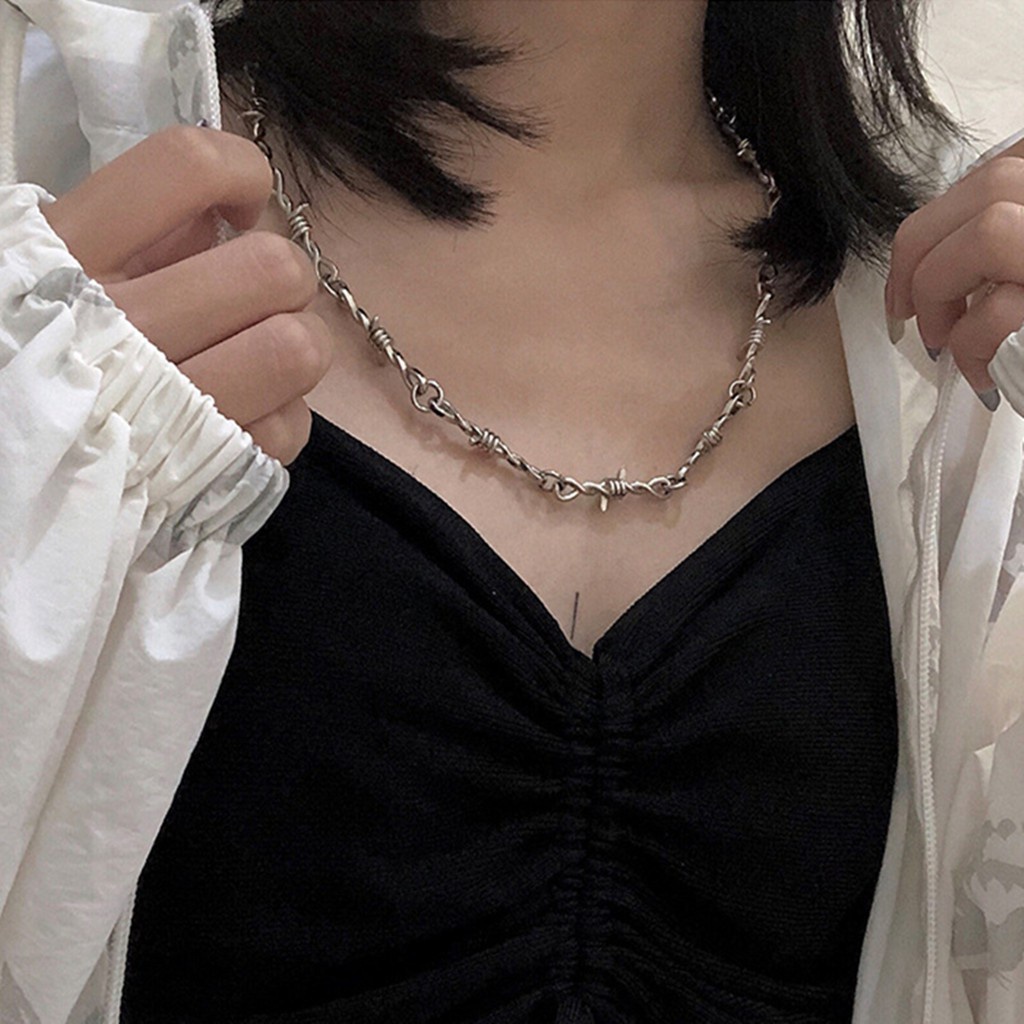 Kalung Rantai Choker Bahan Metal Gaya Punk Gothic Hip Hop Untuk Pria Dan Wanita