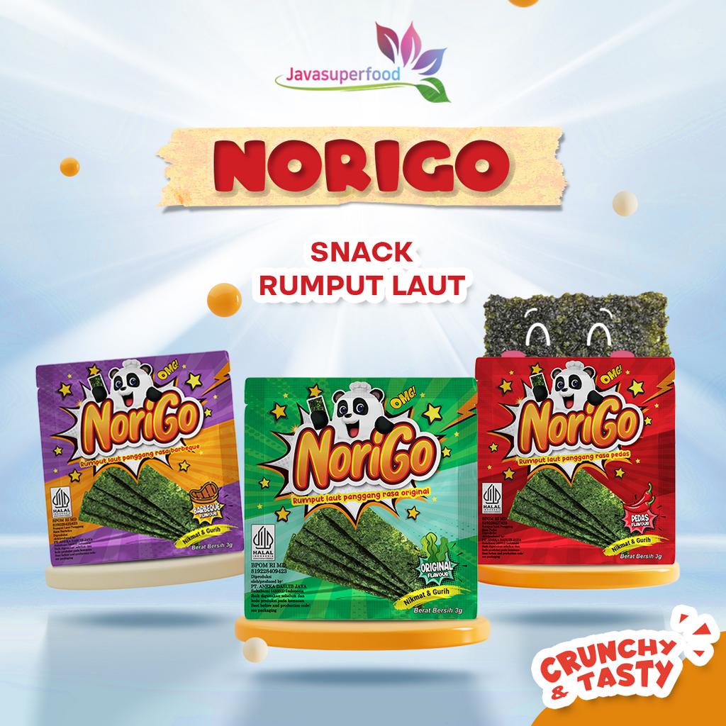 Norigo Jagung Panggang (1 BOX ISI 12 PCS) / Nori Sachet Seaweed Snack 3g Rumput Laut Halal