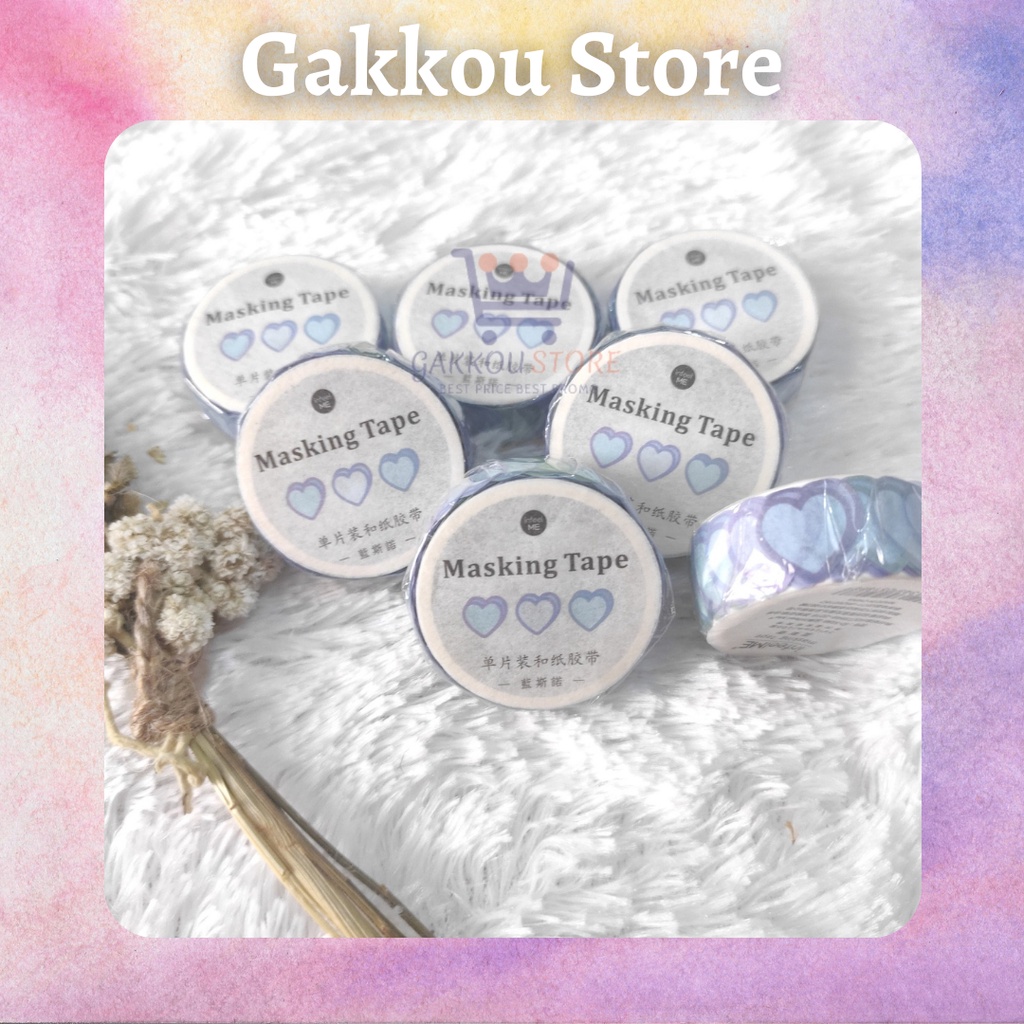 

Gakkou Store Sticker Stiker Washi Masking Tape Tema Heart Blue Biru Aesthetic Cute