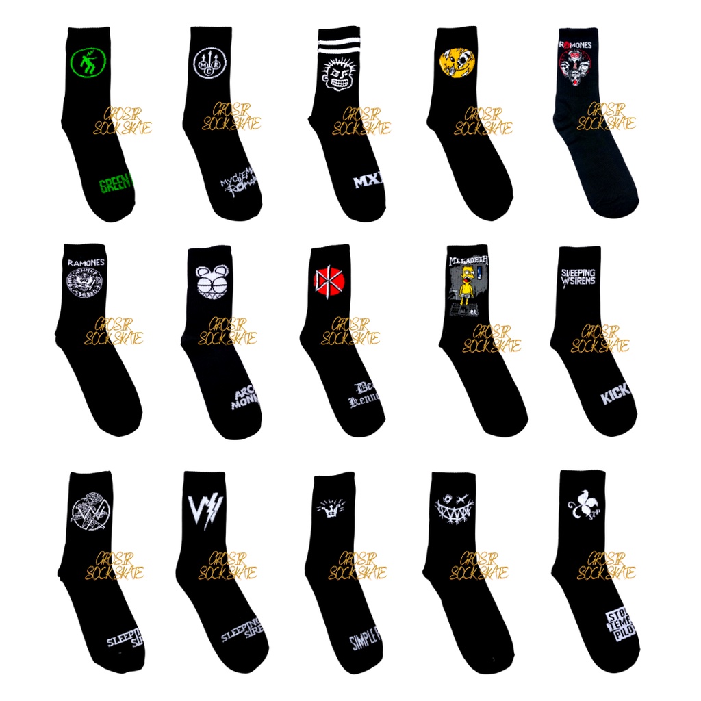 KAOS KAKI OLD SCHOOL MOTIF BAND METAL LUAR NEGERI BEBAS PILIH MOTIF (KATALOG KE 7)