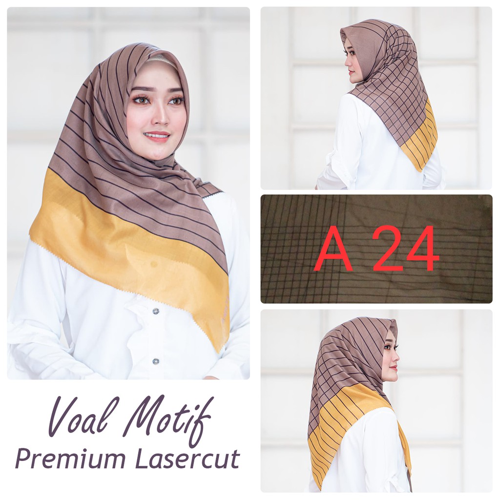 [SALE] Hijab Voal Motif Art Premium Square Lasercut Kerudung Segi empat Motif Jilbab Grosir Murah-A24