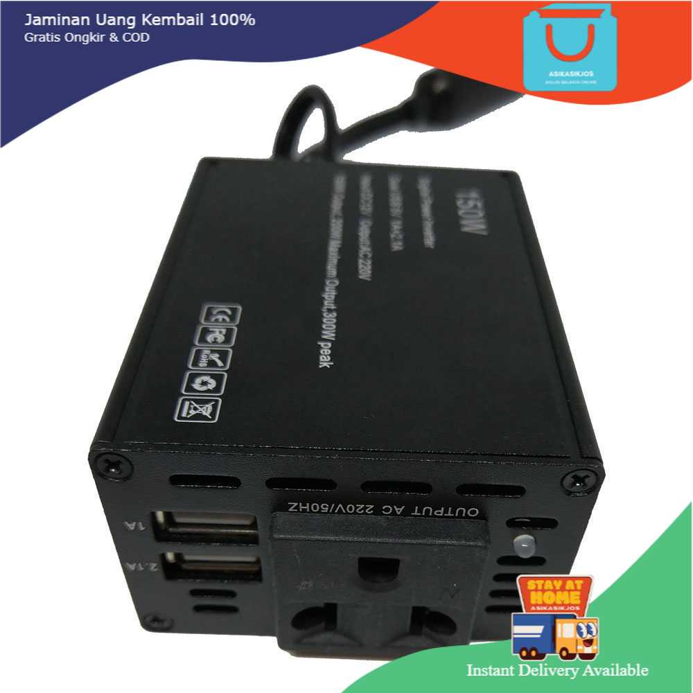 Taffware Power Inverter Mobil dengan 2 USB Port 150W 220V - PI-150W