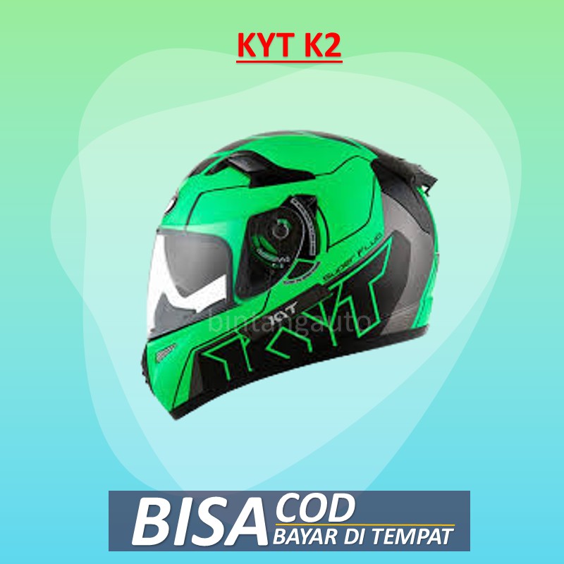Helm Full Face KYT K2 Rider Super Fluo Green Black
