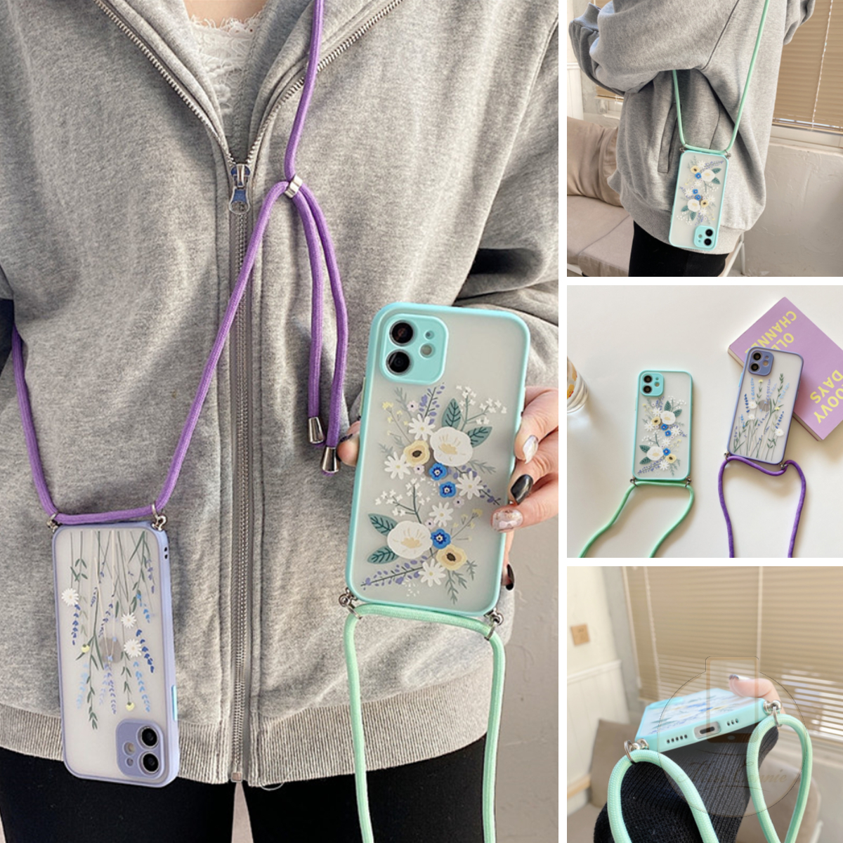 Soft Case Silikon Matte Motif Bunga Lavender Dengan Tali