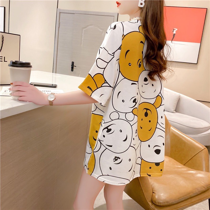 Kaos Oversize Import Motif Pooh | KI129 | Oversized Tee Lucu Fashion Wanita