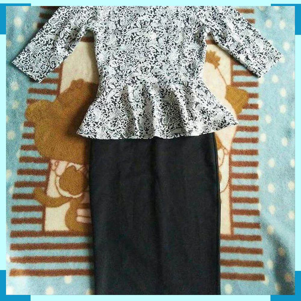 Promo peplum maxy dress longdress baju muslim hitam elzatta husna