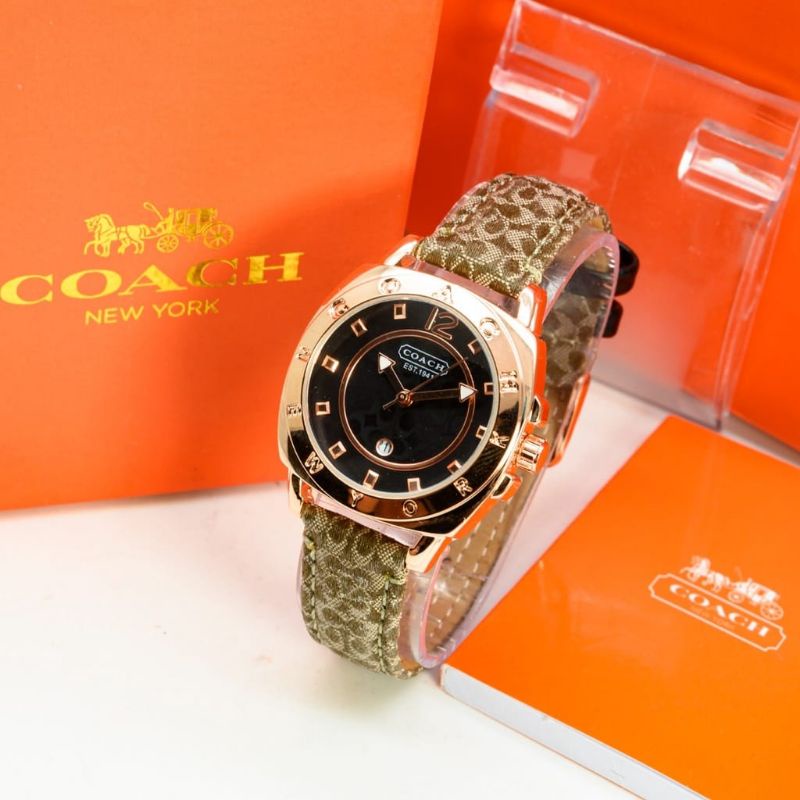 MANTUL SUPER QUALITY COACH WANITA JAM TANGAN KULIT MATERIAL WOMEN STYLE BISNIS JAM TANGAN WANITA