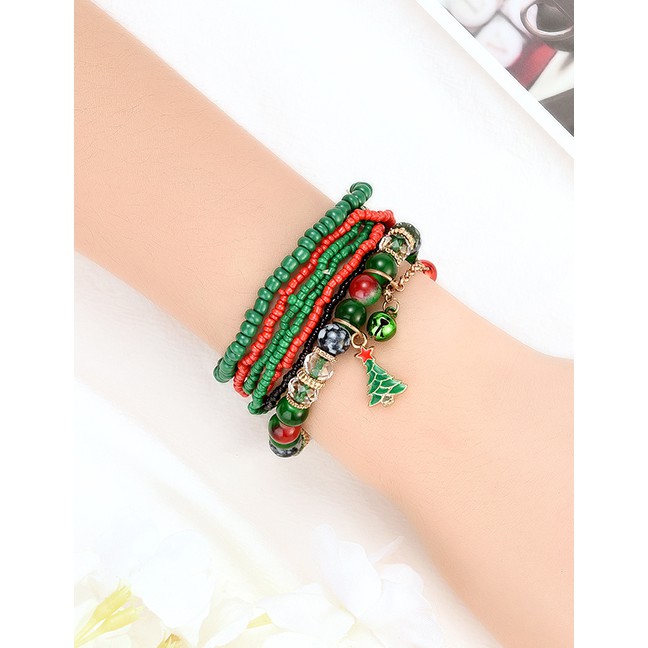 LRC Gelang Tangan Fashion Color Christmas Multi-layer Bracelet D18681