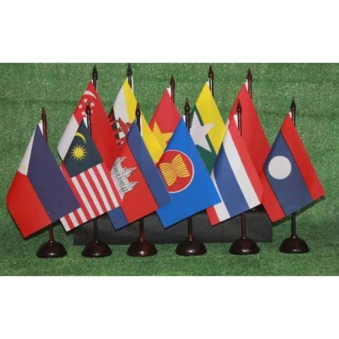 BENDERA MEJA ASEAN SATU SET BENDERA ASEAN