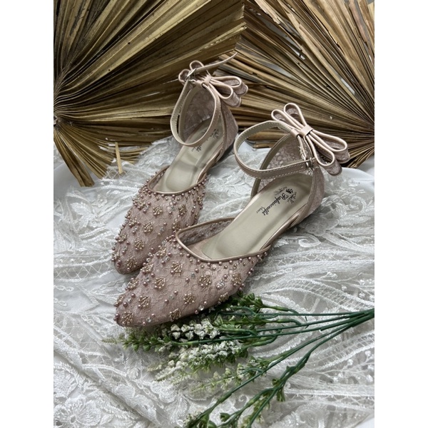 flatshoes wedding wanita pita marisa rosegold