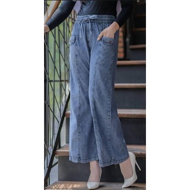 Fariz Jeans Kulot  Wash HQ Mix Saku Depan Potongan Longgar Anti Begah