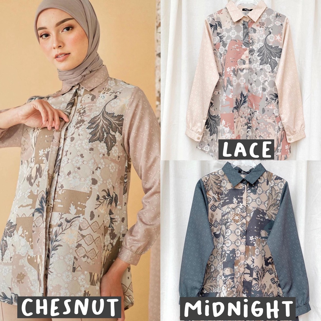 AZALEA TOP CHESNUT LACE MIDNIGHT XL KIENKA ID READYSTOCK FREEBOOK