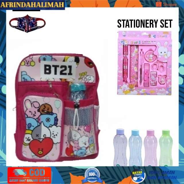 

[TERBARU] tas anak tas sekolah anak perempuan bonus stationery set - bt21