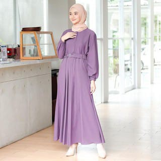 Baju Gamis Wanita Muslim Terbaru Sandira Dress cantik Murah kekinian GMS01 WN-MNA UNGU LILAC