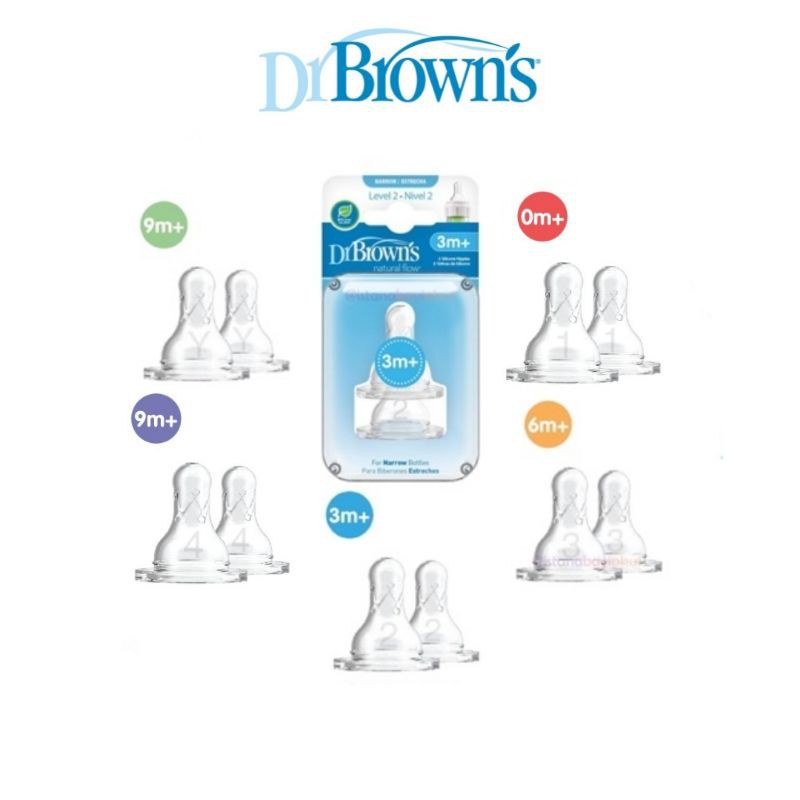 Dr.Brown's Silicone Narrow Neck Options+ 2 Pack | Dot Botol Susu