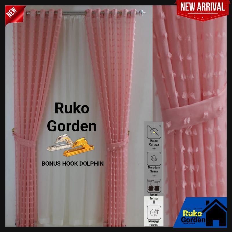 Gorden Jendela Vitrase Gorden Gorden Ruby Smokring Minimalis Import Ukuran L140×T200cm