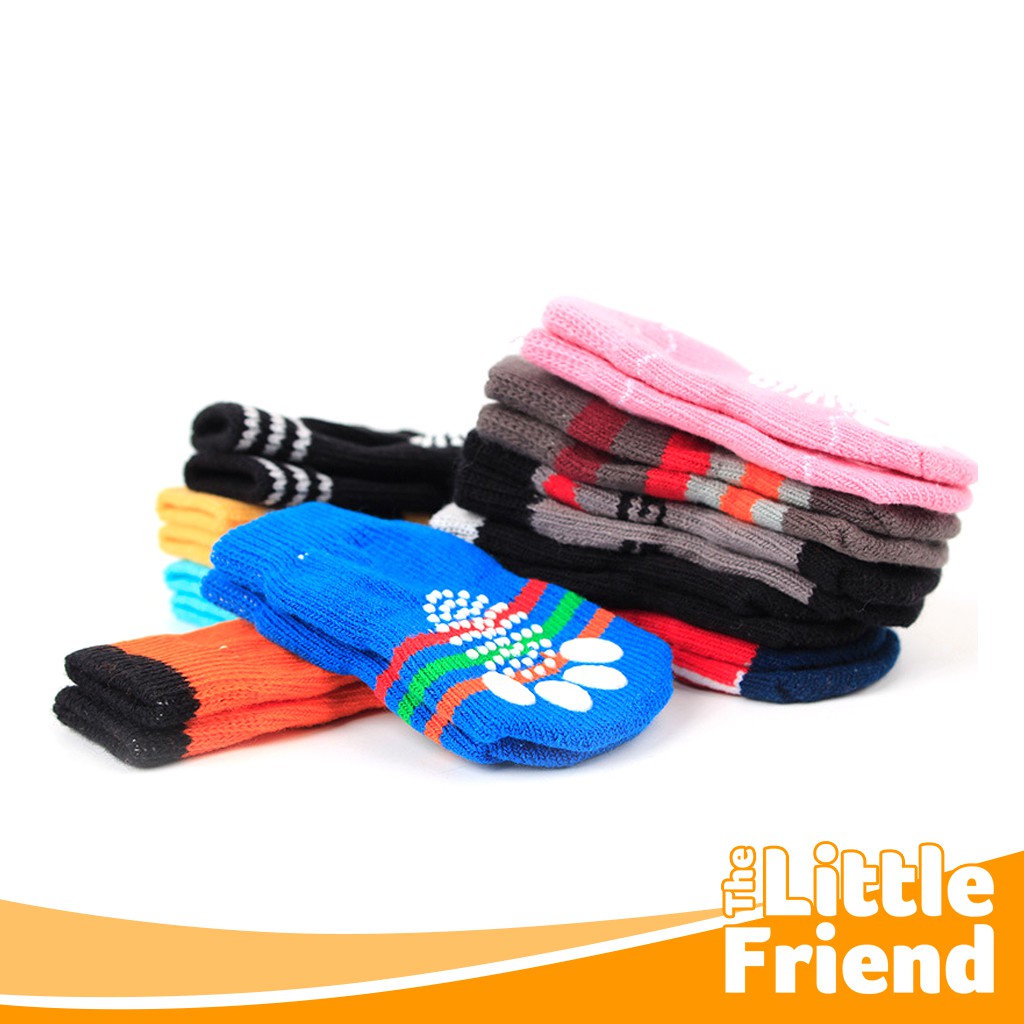 Kaos Kaki Katun Anti Slip untuk Hewan Anjing Kucing Motif Lucu Random