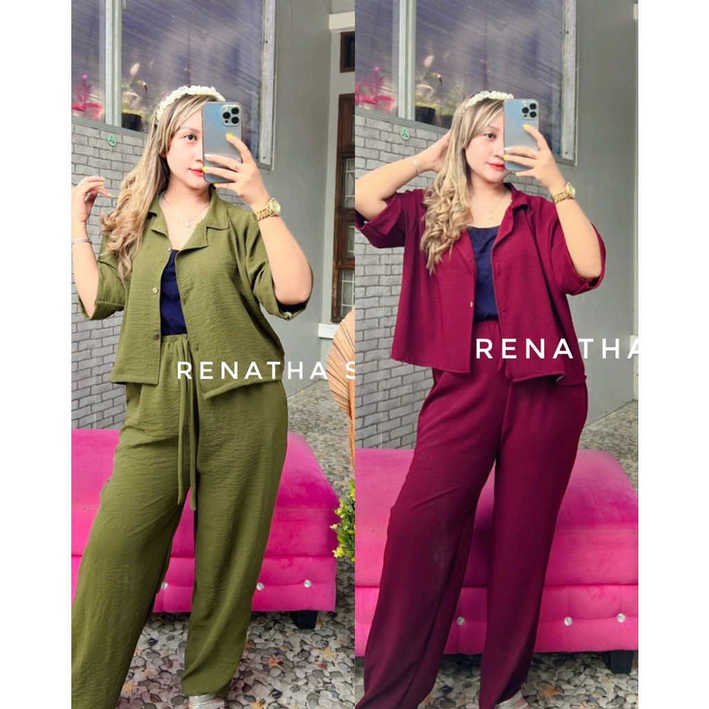 ALFAZZA One Set Renatha Cringkle Airflow Full Kancing Jumbo All Size