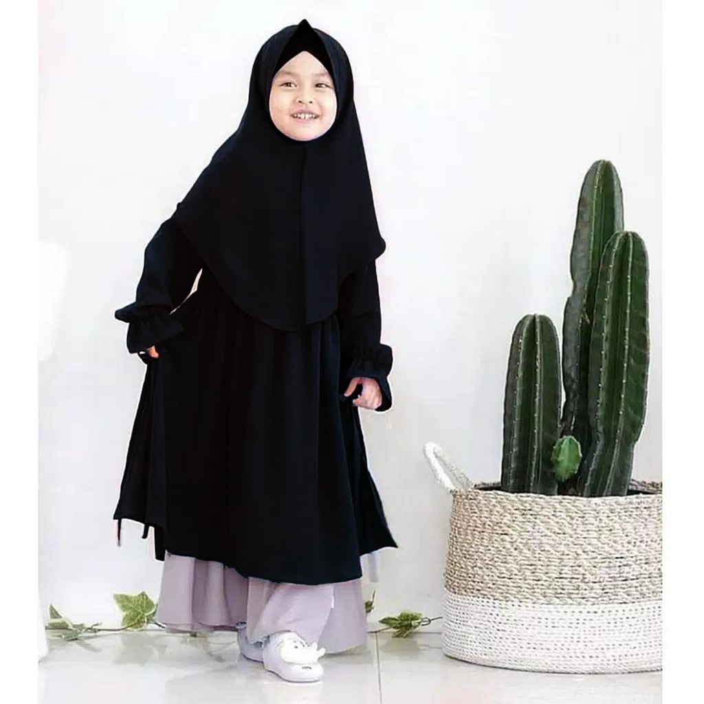 Leticia Kids / Dress / Gamis Anak 2-10 Tahun / S, M, L, XL Gamis Syari Set Khimar / Gamis Anak / Gam