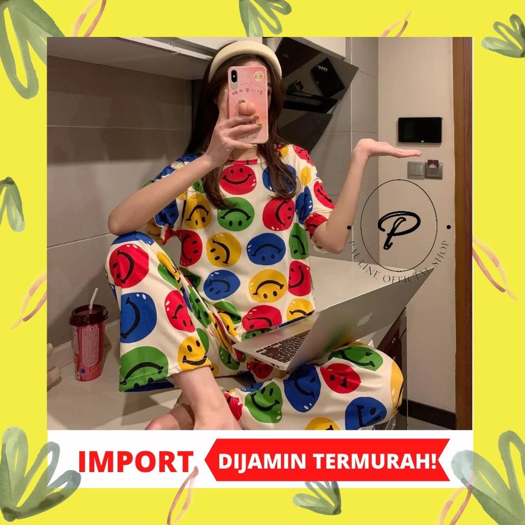 PIYAMA WANITA IMPORT / BAJU TIDUR WANITA IMPORT / PIYAMA LENGAN PENDEK MOTIF KARTUN (PL-011)