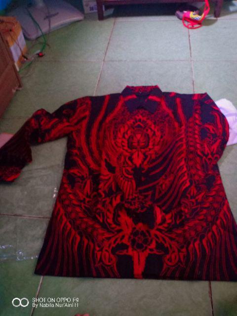 Manuk Peksi Merah Kemeja Batik Pria Full Furing Katun Primisima Batik Solo Batik Pria Eksklusif