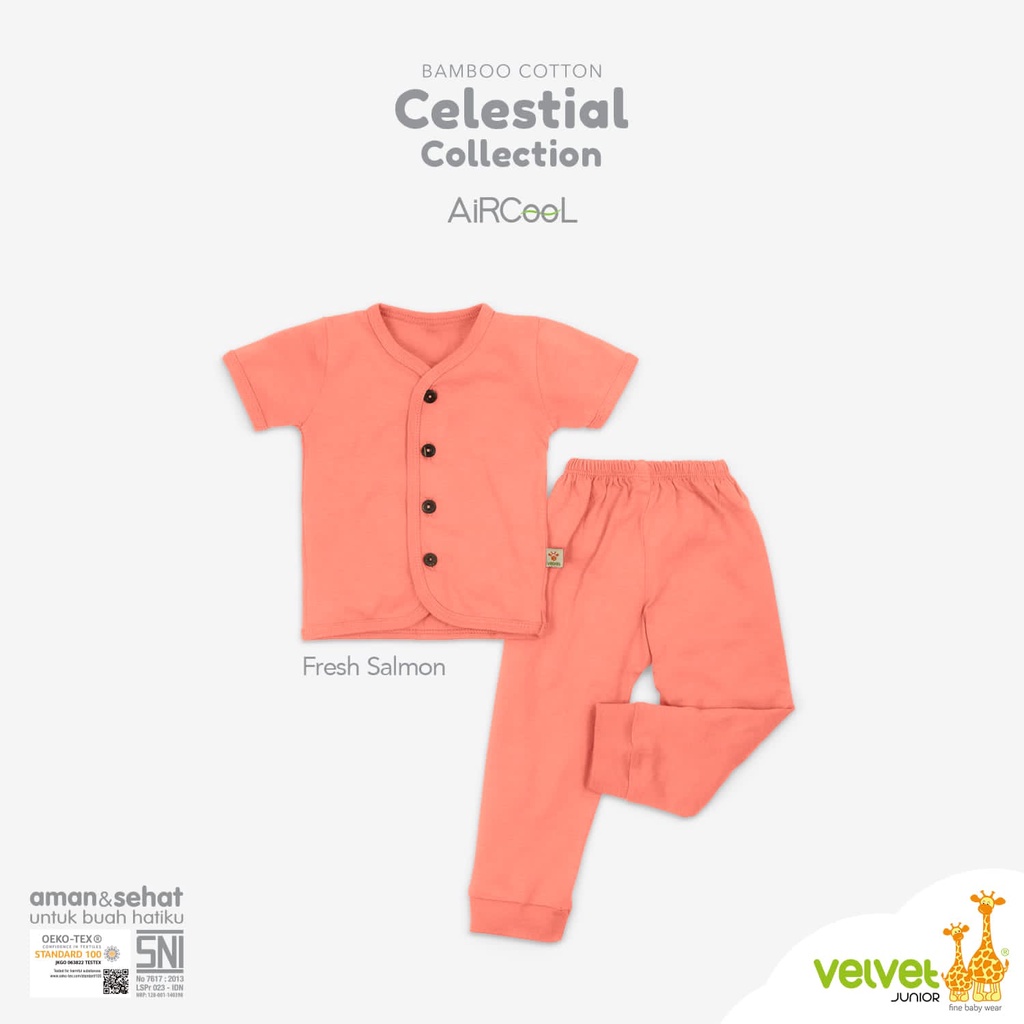 VELVET JUNIOR Celestial Bamboo Cotton Stelan Kancing Tengah Pendek Panjang NB S M L