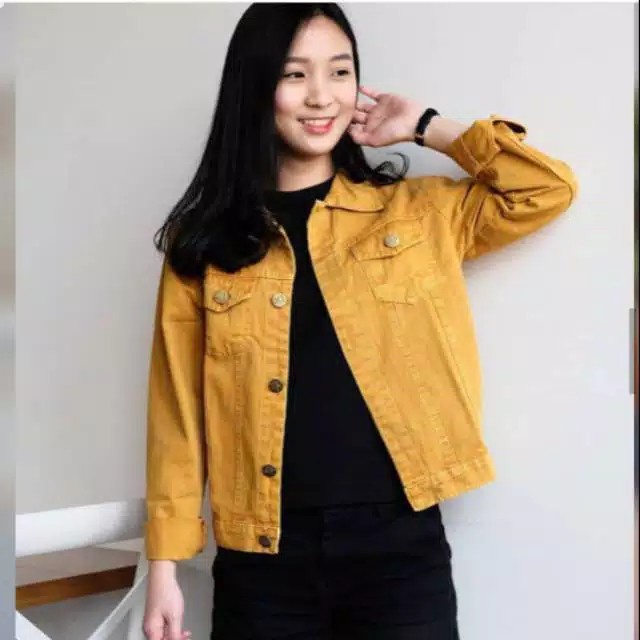 Jaket Jeans Wanita Crop Denim Jeans Cewek Jumbo