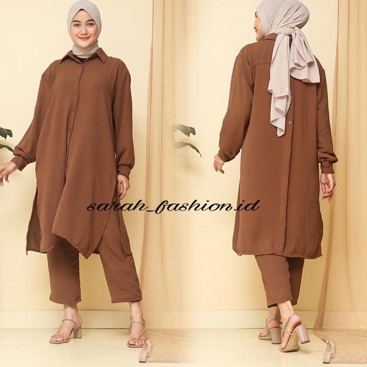 Tidak Diragukan.. Oneset Tunik Adhisa Crinkle Airflow / Setcel Tunik Crinkle Airflow Busui / Setelan