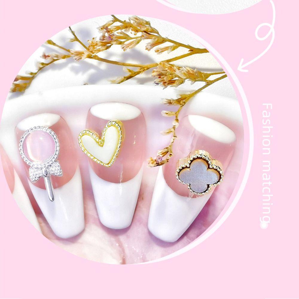 Mxbeauty Kuku Rhinestones Mewah 10 Pcs/Set Cinta Hati Kuku Salon Manicure Aksesoris Peach Jantung Hiasan Kuku