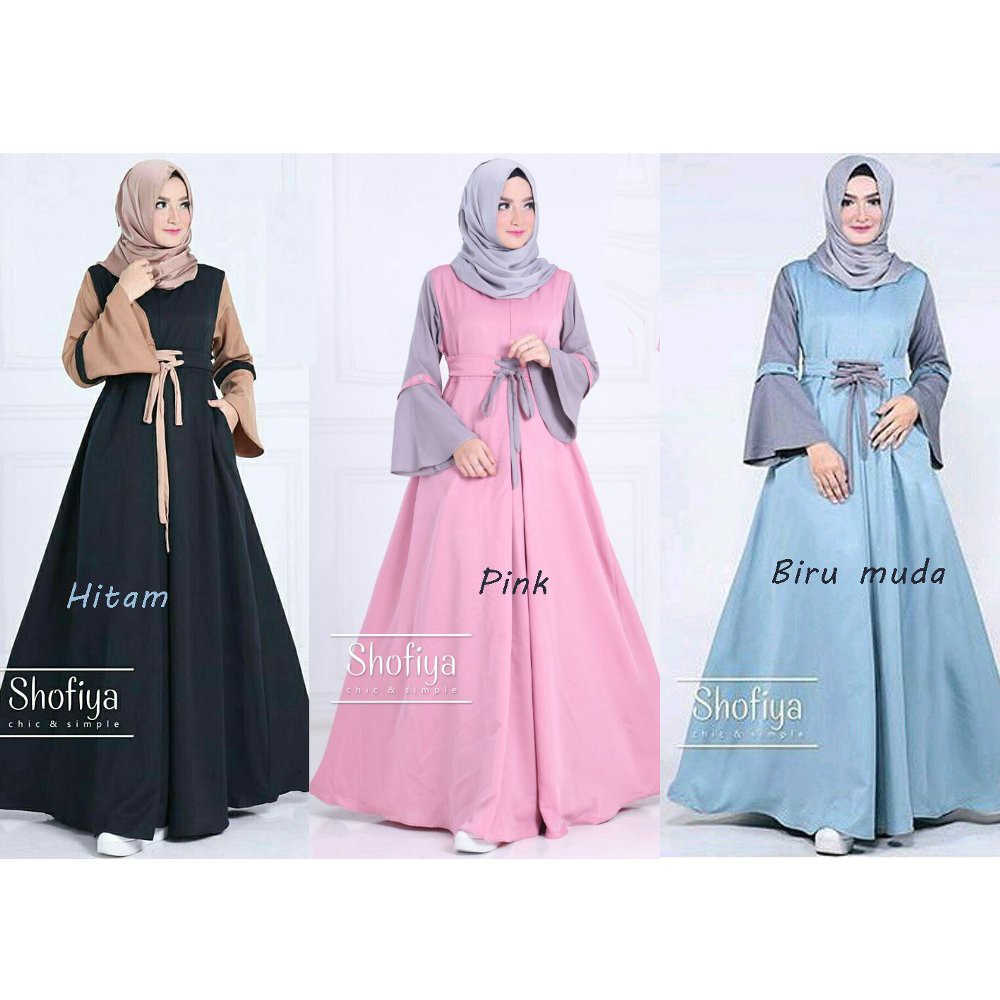 Marbella Dress muslim/Bisa Cod/Fashion Muslim/Dress Muslim Tanpa Hijab Busui-3