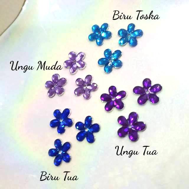 Mote Tempel / Mote Jahit Bunga Melati 12 mm Warna - isi 20 pcs