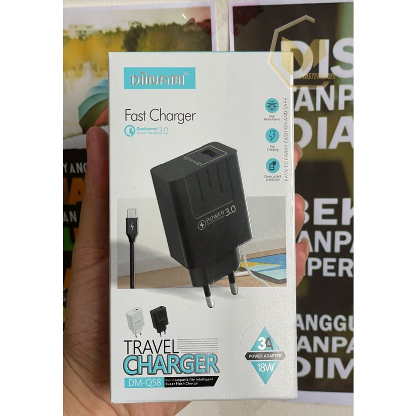 Q58 Charger DIINAMI Power 3A 18W Quick Charging TIPE C USB Fast Charging Port Smart Protection Garansi Resmi 1 Tahun MA2440