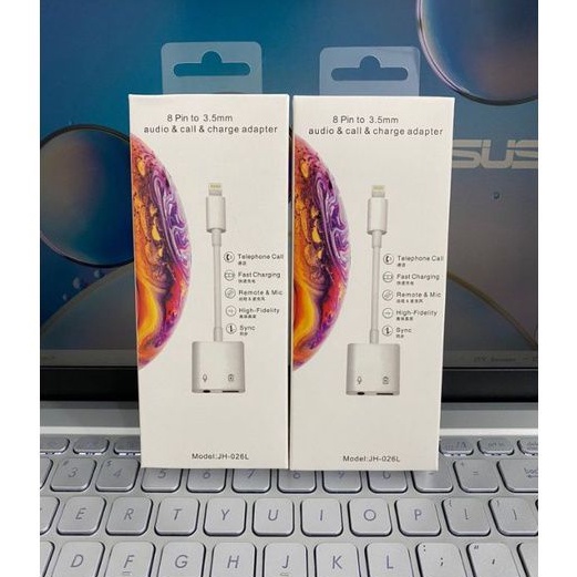 JH-026L Ori Splitter Lighting Charging Audio JH026L 3.5MM Converter Mic Tlpon