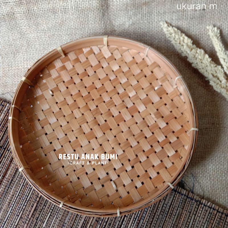 Promo Piring Bulat Bambu Set - Piring Saji - Alas Makan | Anyaman Bambu | Piring Bambu | Piring Bula