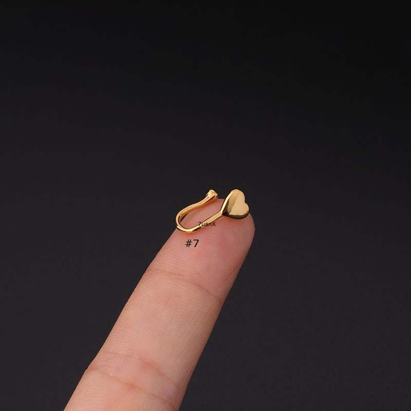 1 Piece Gold Copper with Zircon Nose Fake Piercing Stud