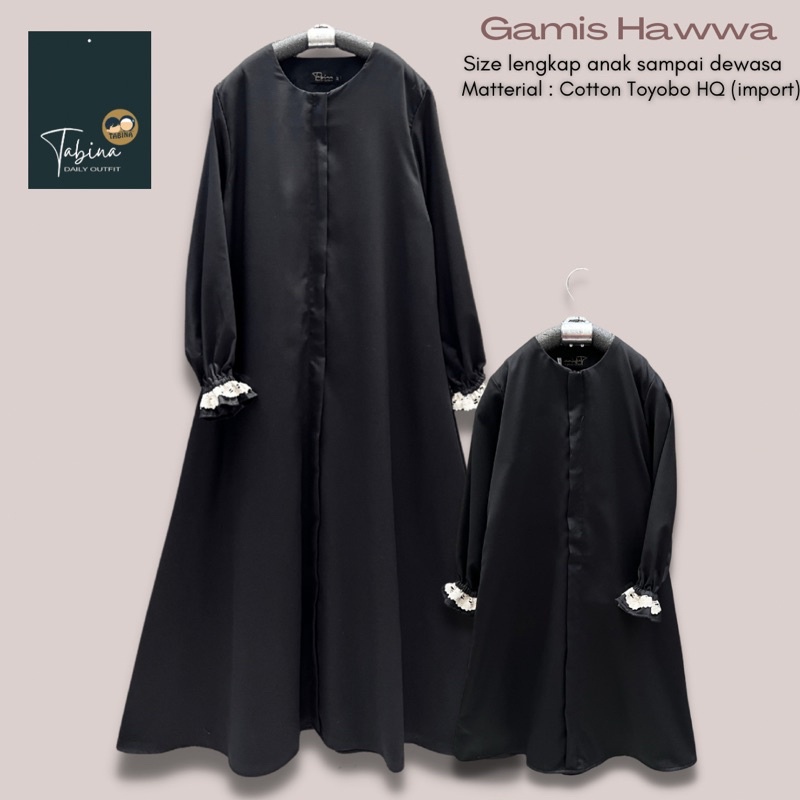 Gamis Anak Remaja dan Dewasa Bisa Couple Tabina Seri Hawwa usia 2 tahun hingga Dewasa LD 120